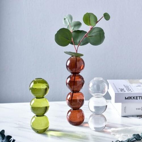 European Vase Flower Arrangement Hydroponic Flowers Creative Glass Bubble Spherical Art Flower Ornaments Vase Home Decoration