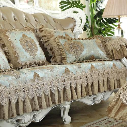 European Retro Chenille Couch Covers for Sofas 1/2/3 Seater Slipcover for Living Room Jacquard Lace Luxury Armchair Protector