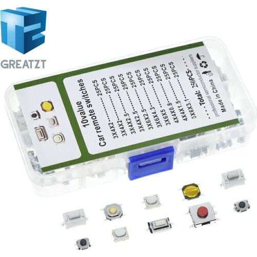 GREATZT 250PCS 10 Types Tactile Push Button Touch Switch Remote Keys Button Microswitch Hot Sale