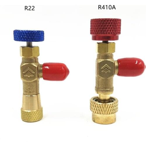 2pcs plus liquid safety valve R410A R22 air conditioning refrigerant 1/4 "Safety Adapter Air conditioning repair and fluoride
