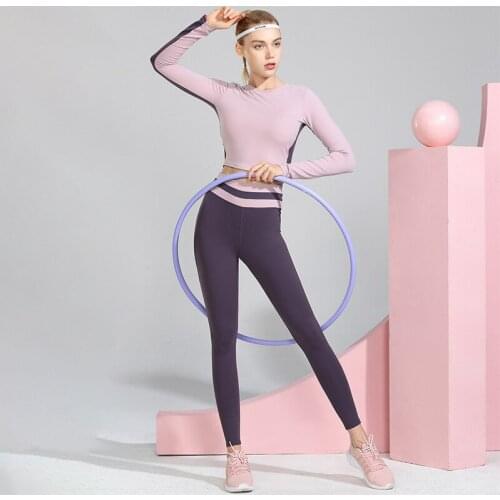 Runing Yoga suit womens suit with breast pad fitness long sleeve T-shirt womens sports tights two piece quick drying suit