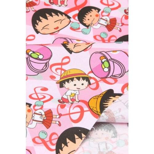 INS Hot Selling Cartoon Maruko Printed 100% Cotton Fabric Per Half Yard Sew Dresses Clothes Patchwork DIY Handmade Material