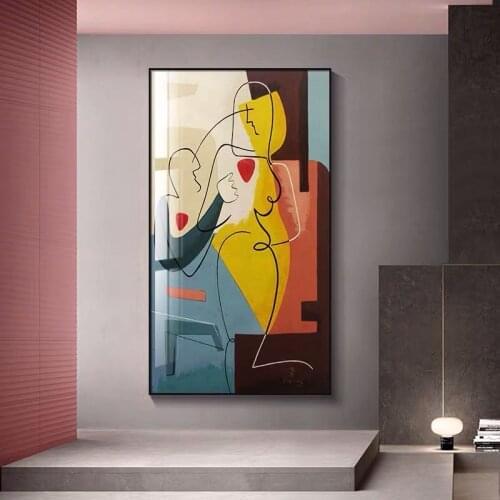 Fashion Picasso Style Wall Art 100% Hand Painted Canvas Painting Perfect Lovers Wall Pictures for Living Room Unique Home Decor