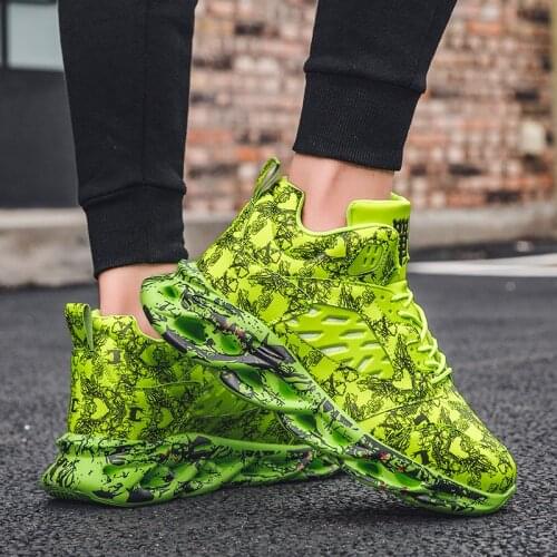 Green Blade Shoes Men Lightweight Big Size 46 Graffiti Man Chunky Sneakers Hip Hop Male Shoes Red High Top Sneakers кеды мужские