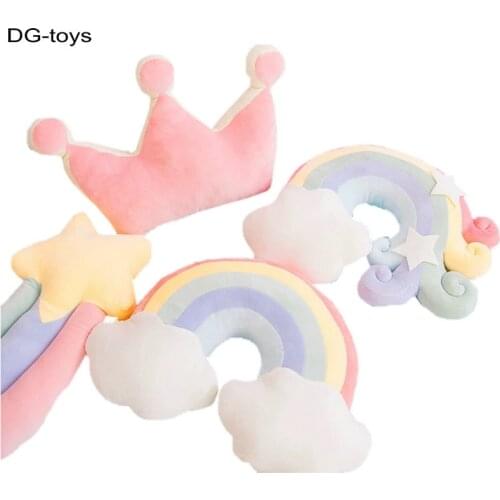 Soft ice Cream Color Rainbow Meteor Star Hug Pillow Stuffed Cloud Crown Shell Seat Cushion Girly Nap Sleep Pillow Office Decor