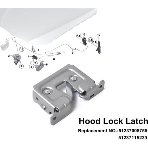 Locking Hood Catch Upgrade Kit for BMW E82 E88 E90 E92 E93 E60 1 3 5 Series, Replace # 51237115229