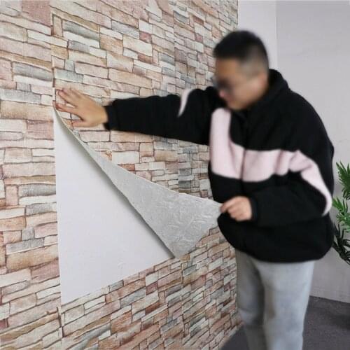 10pcs/bag 3D Wall Sticker Brick Pattern Wallpaper for Living Room Bedroom TV Wall 77x70cm Waterproof Self-Adhesive Wall sticker