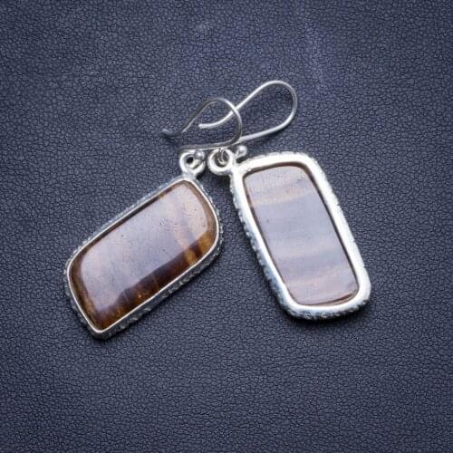 Natural Botswana Agate Handmade Unique 925 Sterling Silver Earrings 1.75" X4149