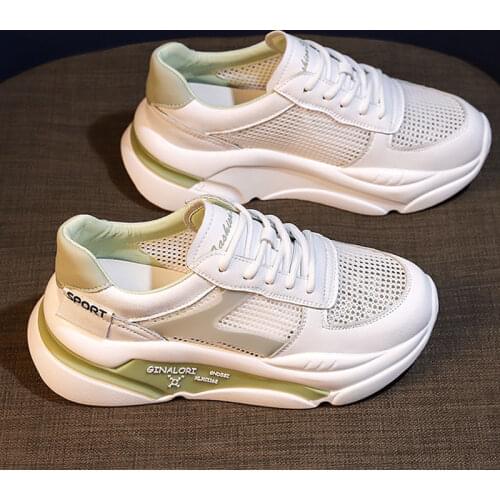 2021 New Platform Boots Neon Sneakers Breathable Casual Dad Thick Sole Running Shoe Walking Sneakers Lace-Up Woman Shoes