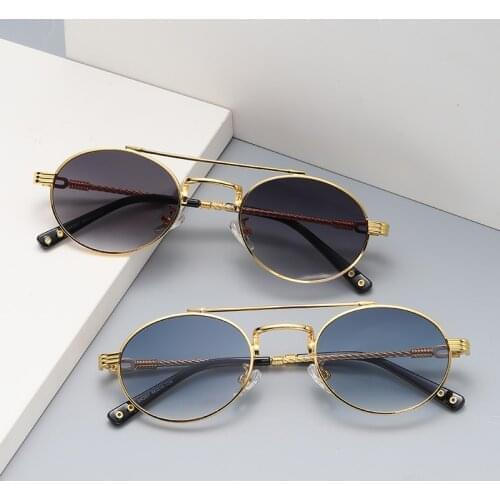 JackJad 2021 Fashion Oval Metal SteamPunk Style Sunglasses Double Beams Color Mirror Brand Design Sun Glasses Oculos De Sol 3257