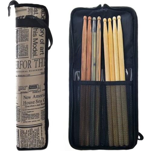Portable Newspaper Pattern Jazz Drum Stick Mallet Bag With Strap Durable Nylon Fabric Drumstick Case Cover Carrying Bag Drum Bag