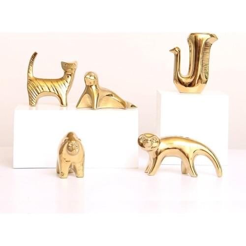 Luxury Golden Ceramic Small Animal Ornaments Creative Kawaii Home Decoration Accessories for Living Room Cute Best Friend Gift