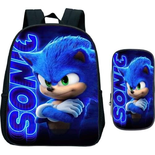 SONIC RACING Cool Children Sonic Kindergarten Backpack Children Primary School Bag Bookbag Kids Start School Gift 2pcs Set