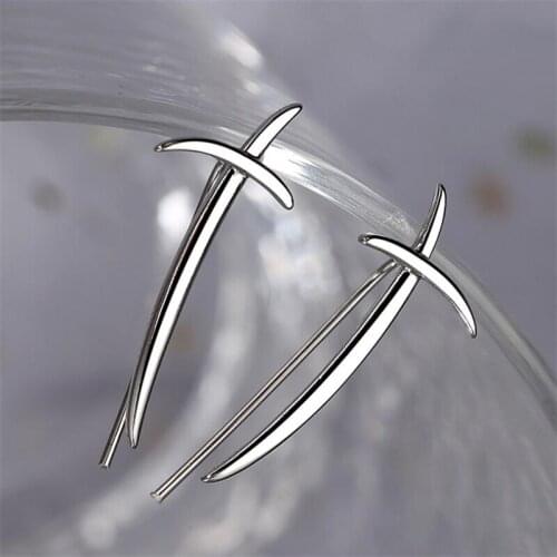 Sasusp Personalize Geometric Ear Climber Crawler Earring for Women Bohemia Flower Stud Earrings Jewelry 2021