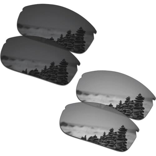 SmartVLT 2 Pairs Polarized Sunglasses Replacement Lenses for Oakley Commit SQ Stealth Black and Silver Titanium