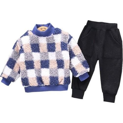 New Winter Fashion Children Clothes Kids Boys Girls Thick Cotton Sweater Pants 2Pcs/sets Baby Toddler Clothing Infant Tracksuit