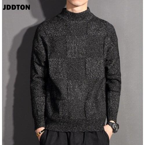 JDDTON Mens Plaid Knitted Sweater Casual Clothing Christmas Sweaters Japanese Loose Coat Streetwear Pullover Male Clothes JE171