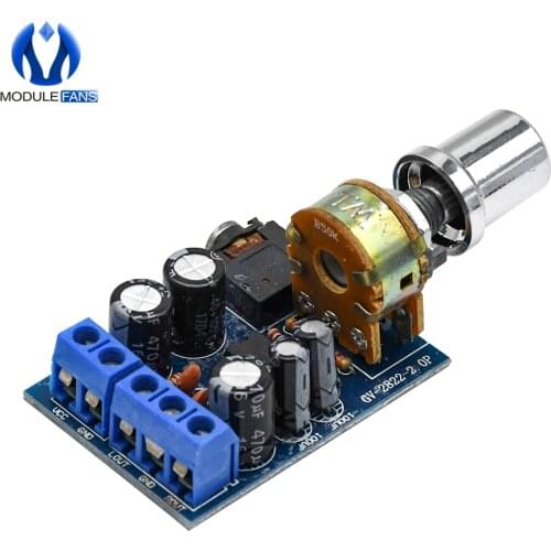 TDA2822 TDA2822M DC 5V 12V Mini 2.0 Channel 2*1W Stereo Audio Power Amplifier Board CAR Volume Control Potentiometer Module