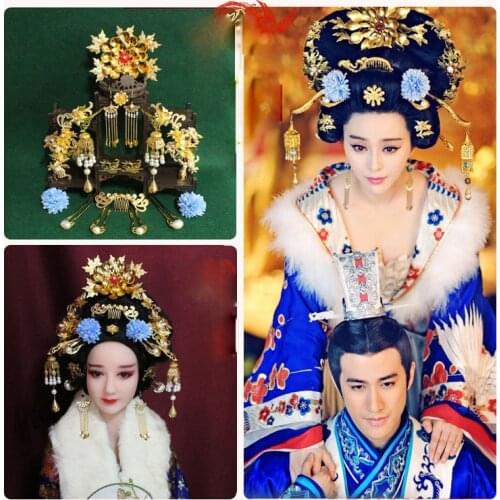Ancient Tang Dynasty Empress Princess Hair Tiara for TV Play Legend of Tang Empress-Wu MeiNiang Cosplay Photography Accessories