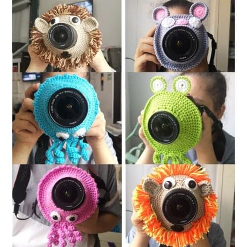 Photography Knitted Toy Animal Camera Buddies Lens Accessory for Child/Kid/Pet Lion Octopus Teaser Toy Lens Posing Photo Props