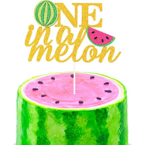 Watermelon Party Supplies 1st Birthday Cake Decoration One In A Melon Cake Topper Gold