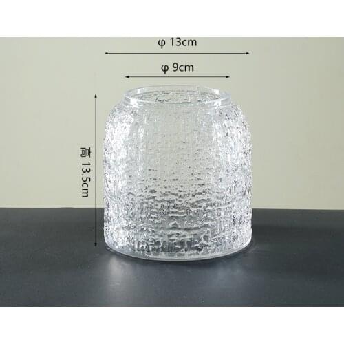 Vase glass decoration bark pattern small desk hotel glass flower custom living room decoration