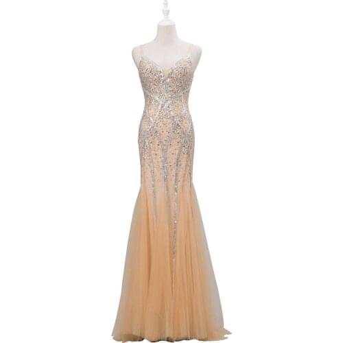 Mix Color Champagne Evening Dress 2021 strap Beadings elegant Trailing luckgirls Customizable prom Dress mocini tailor