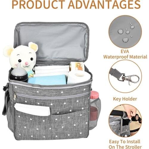 Stroller Storage Bag Oxford Mommy Diapers Bags Waterproof Storage Organizer Large Capacity Handbag Double Shoulder Backpack