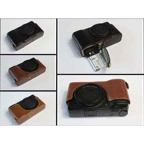 Digital Camera Pu Leather Case Bottom Opening Version Protective Half Body Cover Base For Ricoh GRIII GR3 With Battery Opening