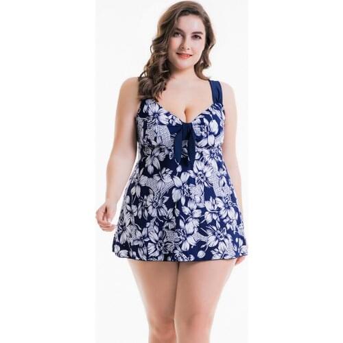 2021 European and American large size split fashion printed swimsuit female floral high waist bikini