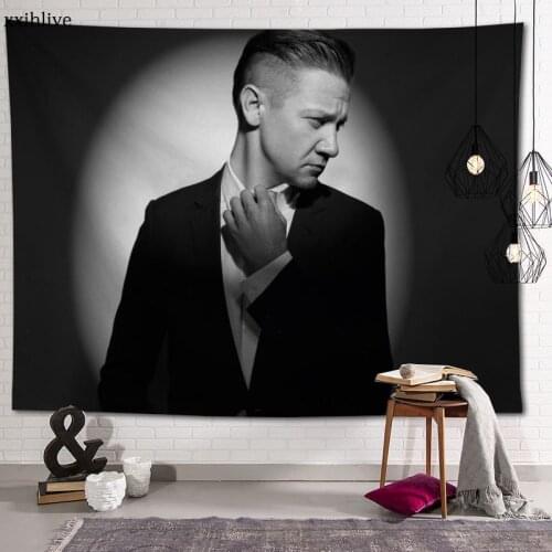 Famous Actor Jeremy Renner Tapestry Customizable Bohemian Wall Hanging Room Carpet HD Tapestries Art Home Decoration Accessories