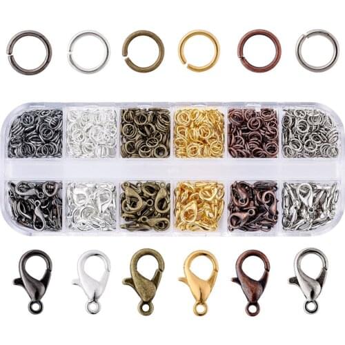 1 Box Mixed Color Alloy Lobster Claw Clasps and 5mm Iron Jump Rings for Jewelry DIY Earrings Necklace Making Findings