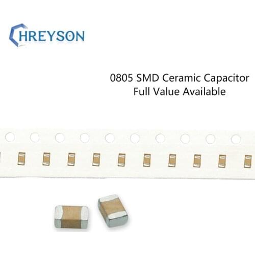 100Pcs 0805 SMD Capacitor Electronics Sets 0.1pF-100pF 5% 2012 10pF 22pF 27pF 47pF 50V 0R1C 220J MLCC Full Value Available DIY