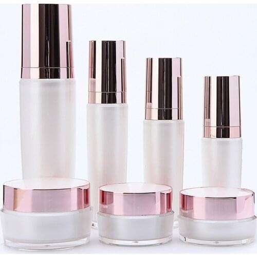 50PCS 15/30/50g Pink Acrylic Round Cream jars Pot , 15/30/50/100ml Pump Spray Bottles for Eye cream Cosmetic Lotion Facial Make