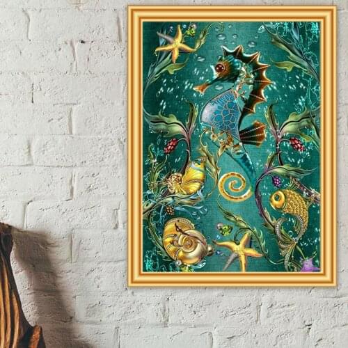 5D DIY Diamond Painting Full Square "Seaweed seahorse" Cross Stitch Diamond Embroidery Mosaic Picture of Rhinestones Decor Gift