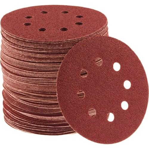 10pcs 5 Inch 125mm Round Sandpaper Eight Hole Disk Sand Sheets Grit 60-2000 Hook and Loop Sanding Disc Polish