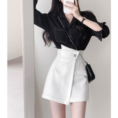CX 2021 New Summer Women Design Feels High Waist Short Skirt Show Thin Front Skirt Back Trousers Irregular Package Hip Skirt