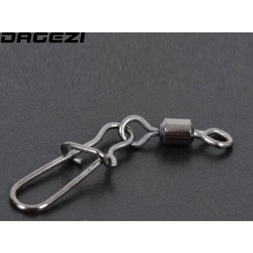DAGEZI 50pcs Stainless steel swivels interlock snap fishing tackles tool winter fishing gear accessories Connector copper swivel