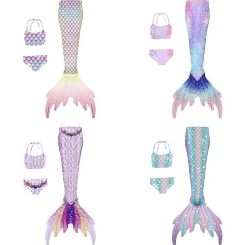 Sweet Cute Pink Girls Swimmable Mermaid Tail Princess Dress Kids Holiday Mermaid Cosplay Costume Birthday Mermaid Swimsuit