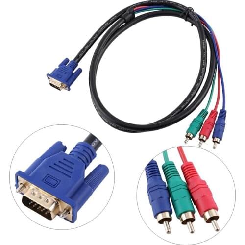 5FT/ 1.5M VGA to 3 RCA Cable, VGA Male Plug 15 pin to TV S-Video 3 RCA PC Computer AV Adapter Cable For HDTV PC DVD Laptop