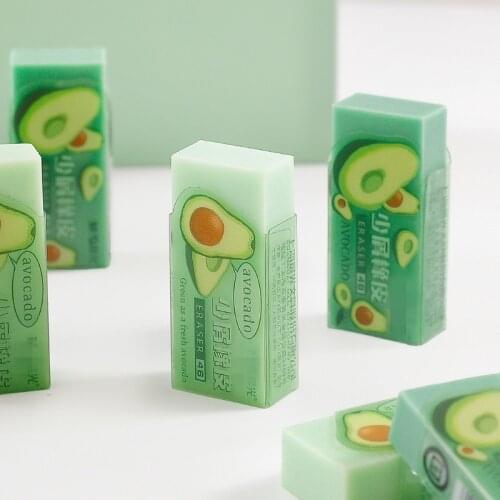 Avocado Pattern Pencil Eraser Students Use Soft and Less Crumbs To Wipe Clean The Writing 4B Erasers Drawing Exam Eraser