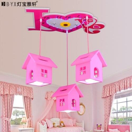 Creative warm romantic cottage girl Princess room lighting childrens bedroom Remote Control LED cartoon pandent lights