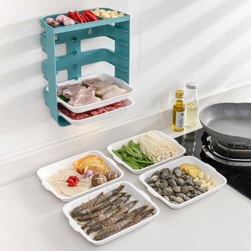 Kitchen Tray Vegetable And Fruit Storage Rack 6-Layer Household Cooking Multifunctional Wall Rack Kitchen Supplies Storage Set