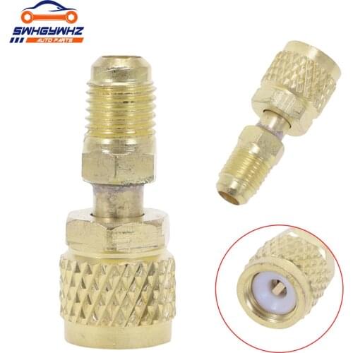 Brass R410A Adapter For Refrigerant HVAC Mini Split Air Conditioners 1/4" Male 5/16" Female Charging Hose Pump