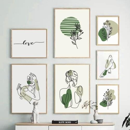 Minimalist Retro Abstract Line Girl Wall Art Canvas Painting Nordic Posters and Prints Wall Pictures for Living Home Decoration