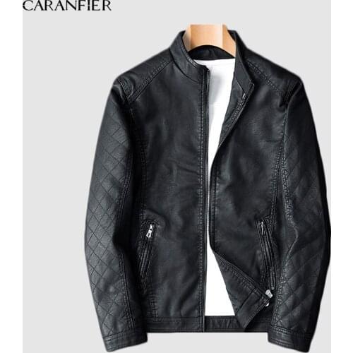CARANFIER2019 New Arrive Motorcycle Leather Jacket Men Mens Leather Jackets Fashion Street Style Masculina Mens Leather Coats