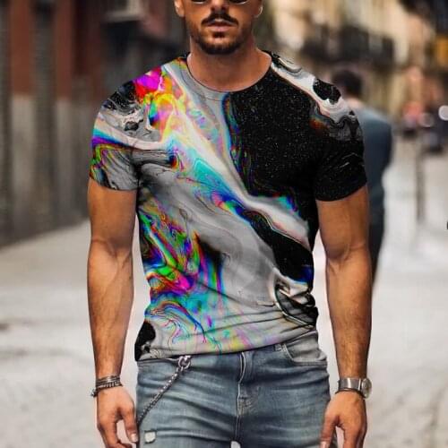 Summer Abstract 3d Color Mens T-shirt Full Print T-shirt Short-sleeved Top Casual Shirt Mens Clothing Top O-neck T-shirt 6xl