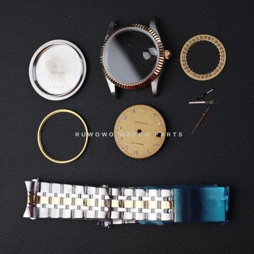 Fit 2824 movement watch repair parts watch case kit 34mm prince diamond dial for women