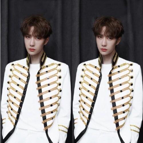 Hot New Men Suit Coat Star Singer Stage Costumes Clothing Formal Dress Bar Nightclub Jacket