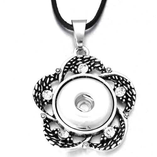 New Flower Snap Necklace Fit 18mm Snap Buttons Jewelry Vintage Snap Pendant Necklace with Chains for Women Girls Button Pendant